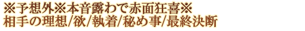 ※予想外※本音露わで赤面狂喜※相手の理想/欲/執着/秘め事/最終決断