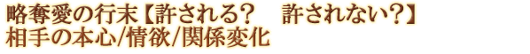 略奪愛の行末【許される？　許されない？】相手の本心/情欲/関係変化