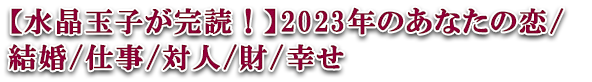 【水晶玉子が完読！】2023年のあなたの恋/結婚/仕事/対人/財/幸せ