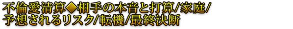 不倫愛清算◆相手の本音と打算/家庭/予想されるリスク/転機/最終決断